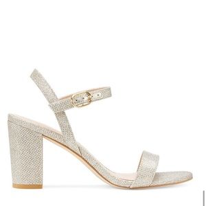 Stuart Weitzman DANCER 75 BLOCK SANDAL: Sparkle Noir (Size 6.5) GUC